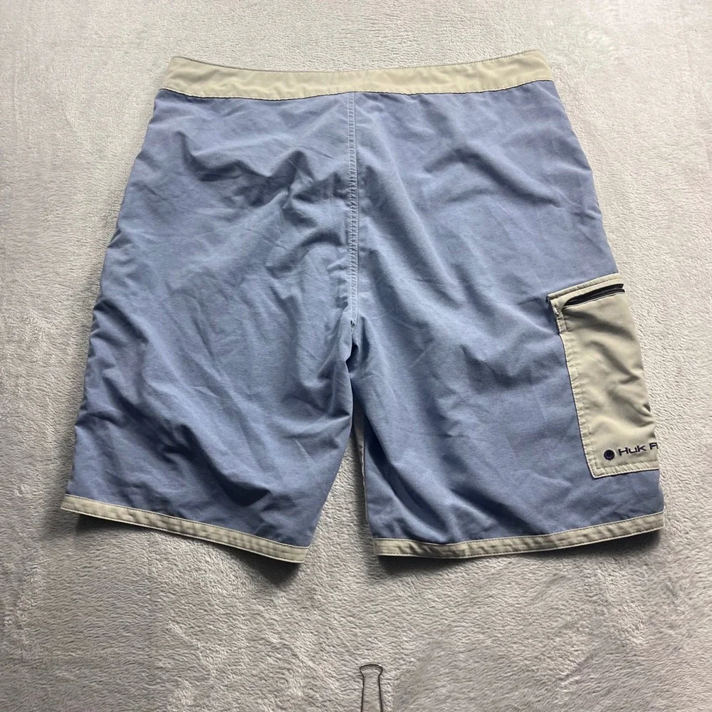 Huk Mens Blue Grey Colorblock‎ Performance Fishing Board Shorts Size 38